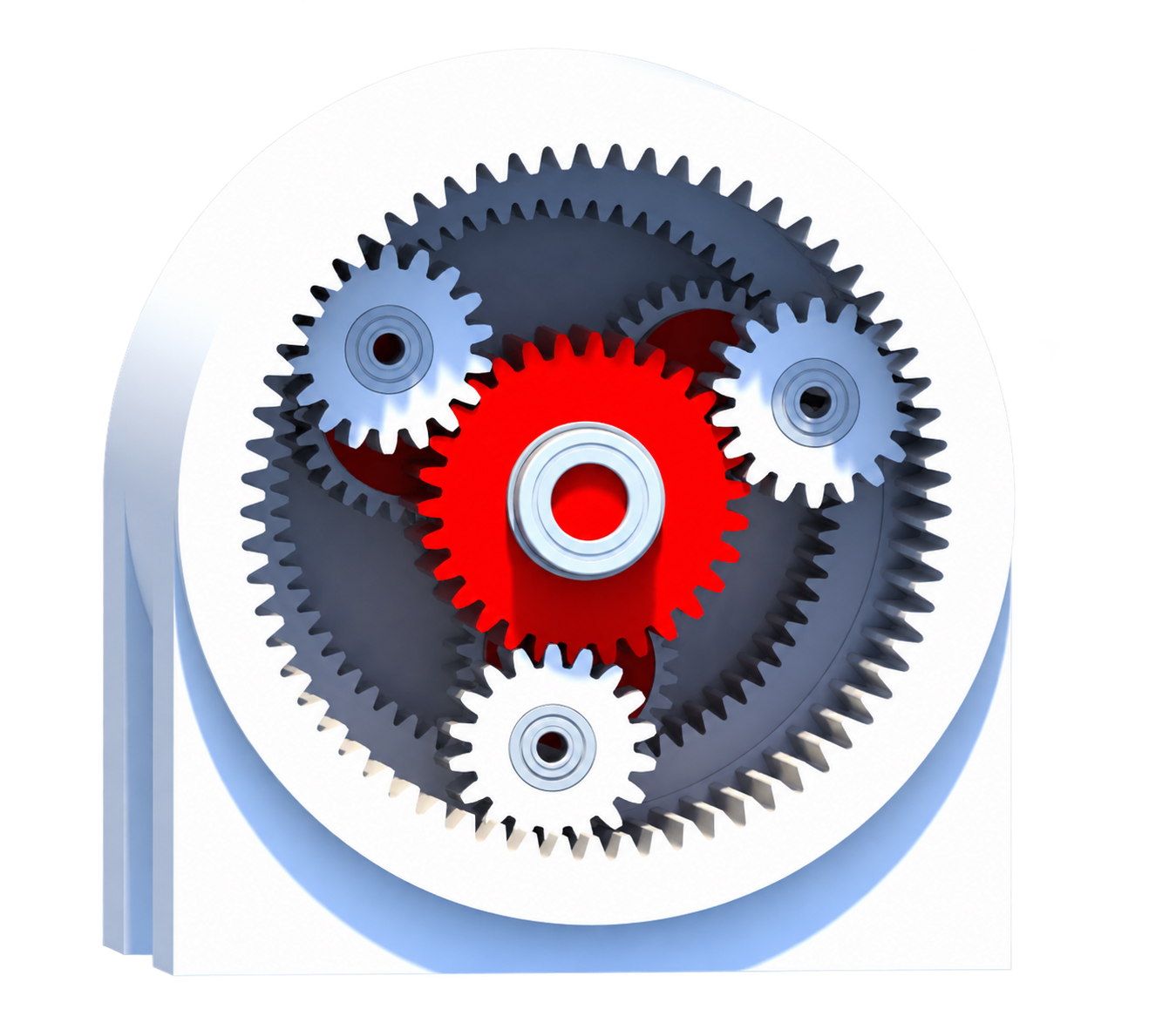 Exposed sun, planet and ring gears in the Joint 1 gearbox
