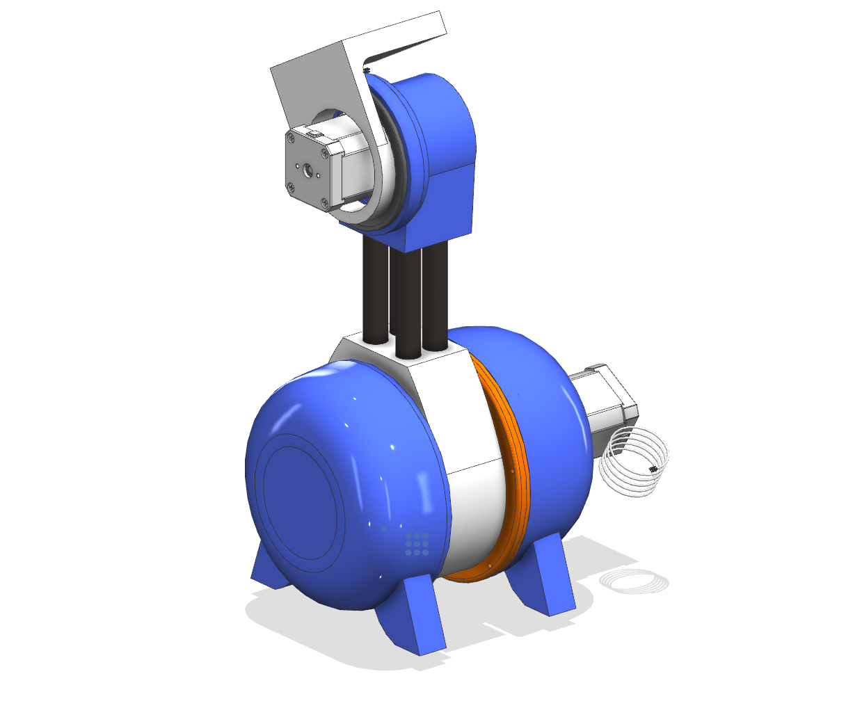 CAD of the in-progress shoulder actuator, first link, and elbow actuator